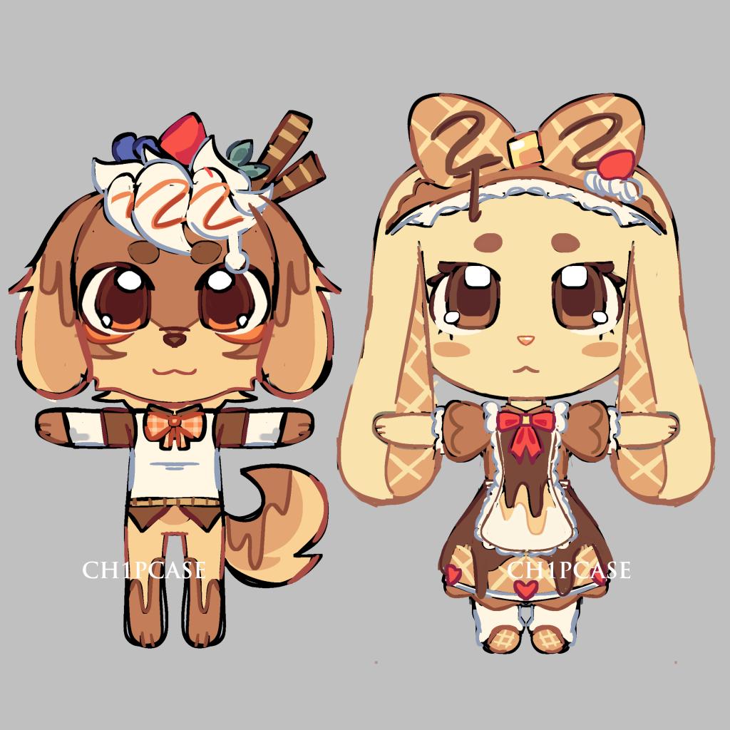 ch1pcase's tweet photo. I made some concept designs for a dessert-themed skin pack for Dolly's Factory!! And I think they look really cute 👀

Here's Buddy's Syrup Splash &amp; Cinnabun's Buttery Delight!! 

#DollysFactory #DollysFactoryFanart https://t.co/bx8mxkSst3