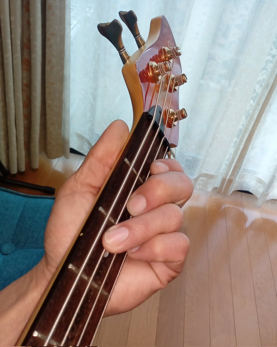 数年前にYAMAHAの原付（YSR）を復活させ、今度はYAMAHAのベースを引っ張り出して遊ぶ。三十年くらい前、室内保管していたモンキーBAJAを手放し、売れたお金で購入。
何も知らなかったから見た目だけで選び、ミディアムスケールだと知ったのも買った後だった。
しかし、リズム感無いなぁ。
練習しよ。