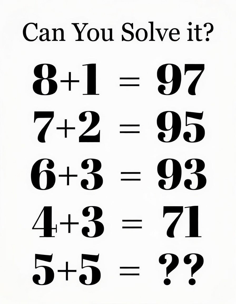mubashar0846's tweet photo. Only a few will catch this instantly…
Spot the pattern 
5 + 5 = ? https://t.co/PTtSE9eQoJ