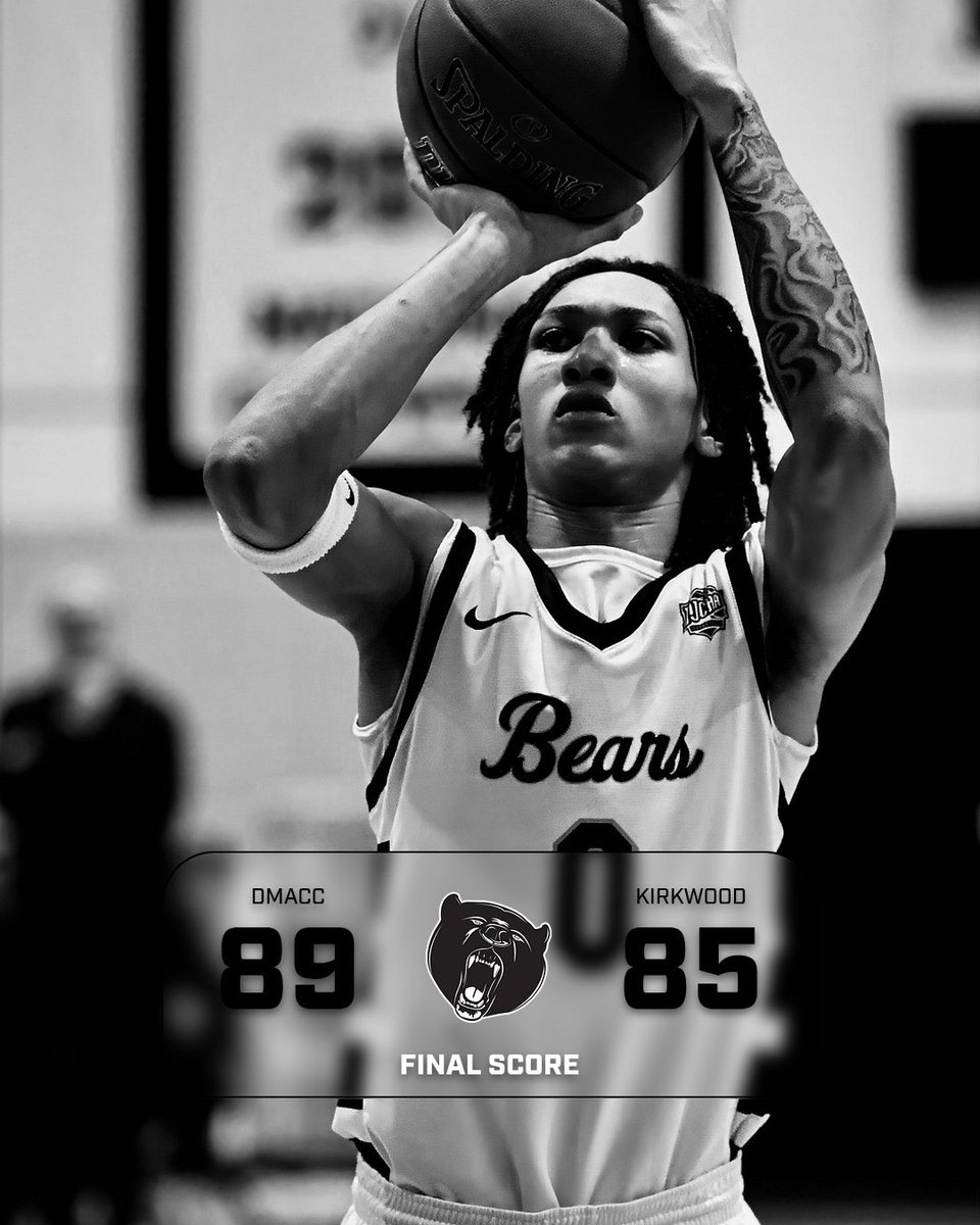 DMACC_MBB's tweet photo. Bears WIN!!! Were you nervous?! Bears knock off #15 Kirkwood on the road to move to 28-1 on the season and 19-0 in the ICCAC. Regular season finale on Wednesday night against #6 Ellsworth! https://t.co/m4y44TV6zX
