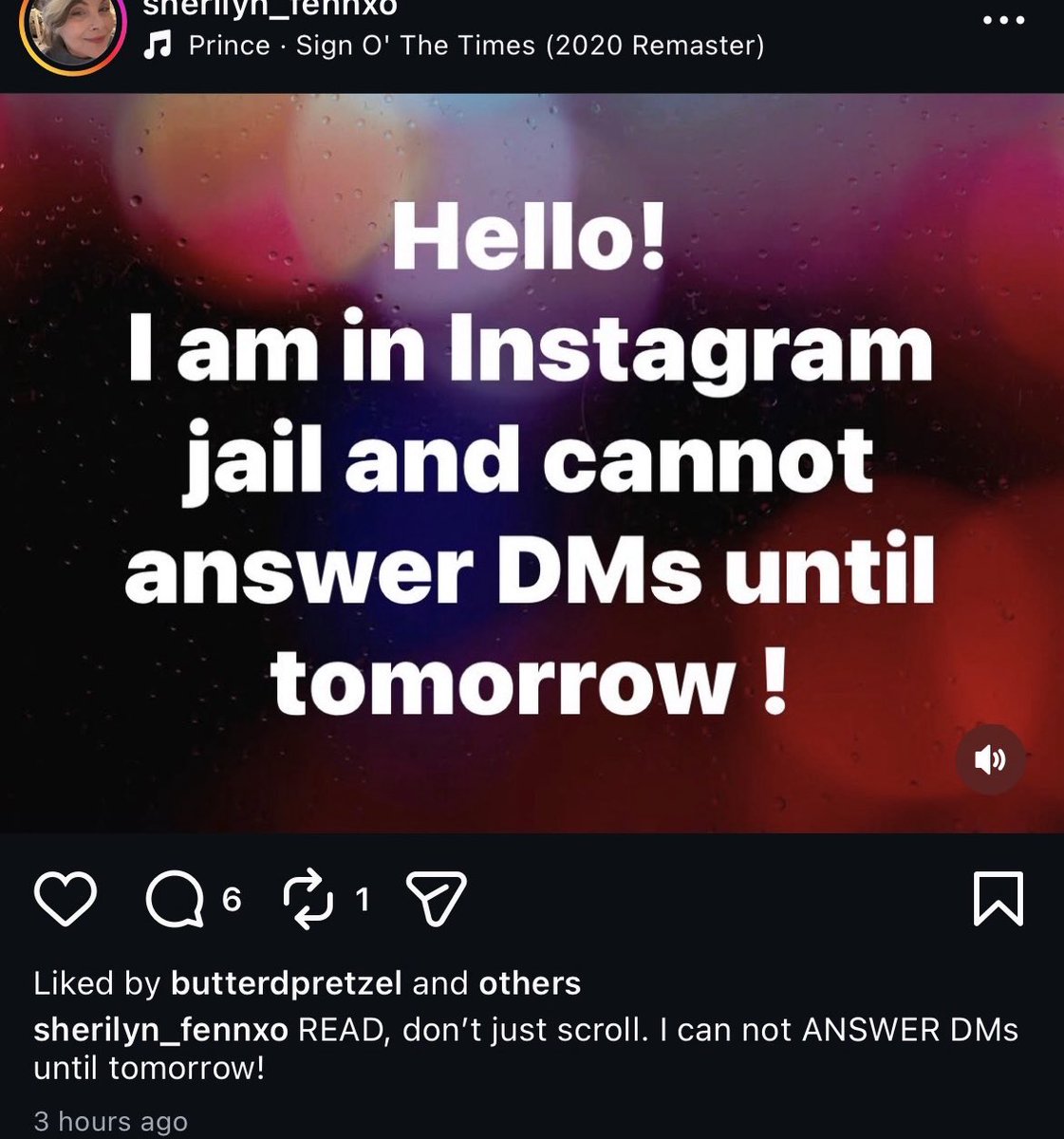 Having so much fun with Sherilyn Fenn’s instagram today