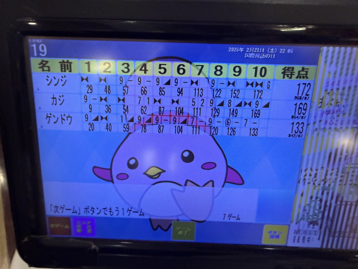 ボーリングはストライク取る方が楽なのである…
昨日は嫌われまくった🤔