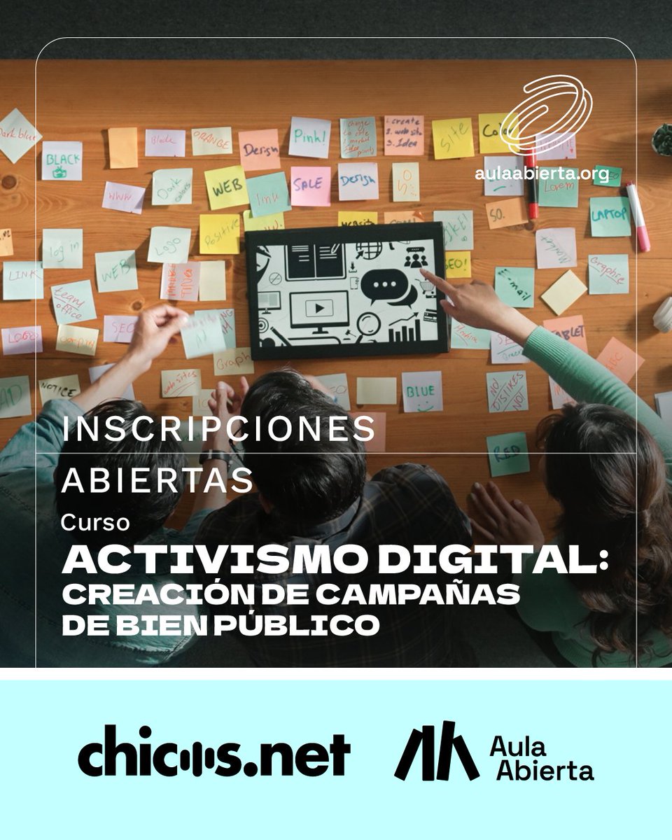 📚 Activismo Digital: creación de campañas de bien público
Una formación para comprender el ecosistema digital y trabajar con adolescentes y jóvenes en la producción de campañas transformadoras. 
💻 Online y asincrónica
💬 Vivos optativos
🌐 hubs.ly/Q0436Fcl0
⏳