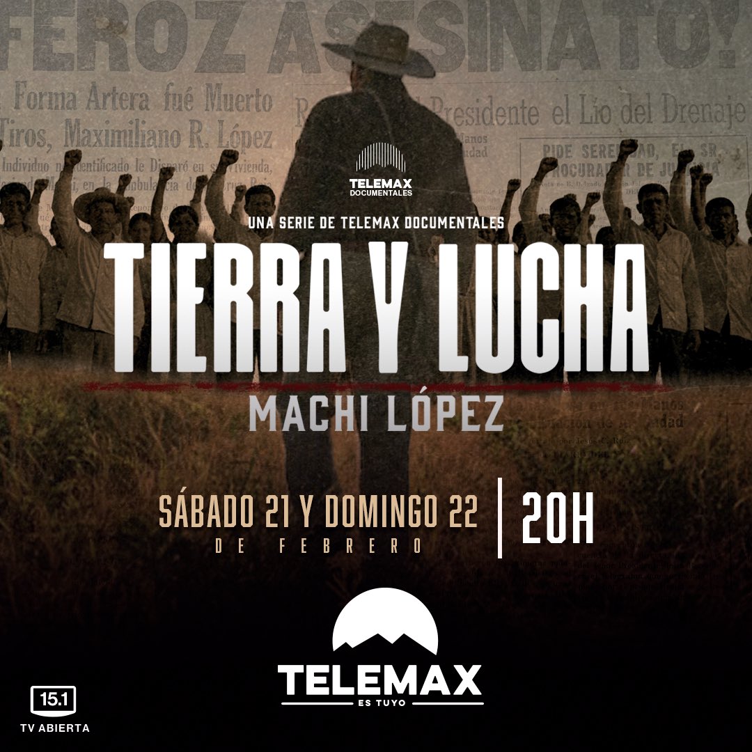 ¡ES HOY!

Hoy a las 20:00 hrs, no te pierdas el estreno de “Tierra y Lucha: Machi López”, una producción  que revive memoria, identidad y la fuerza de un legado que sigue vigente.

📺 Por  nuestra señal abierta  15.1 

#TelemaxDocumentales