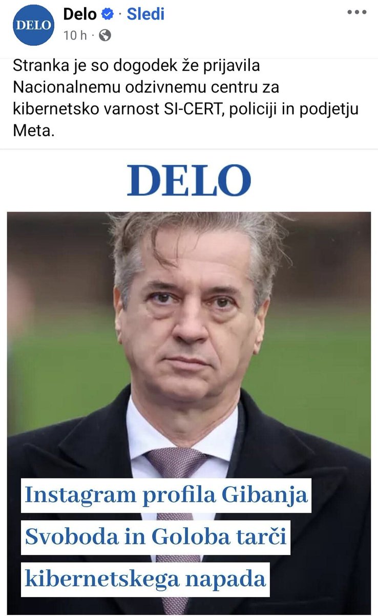 ⬇️ PV SI-CERT-u prijavil sledilce Aleksandra Repića.
5000 neprijetnih komentarjev naenkrat je menda lahko samo hekerski vdor. 😂😂😂
