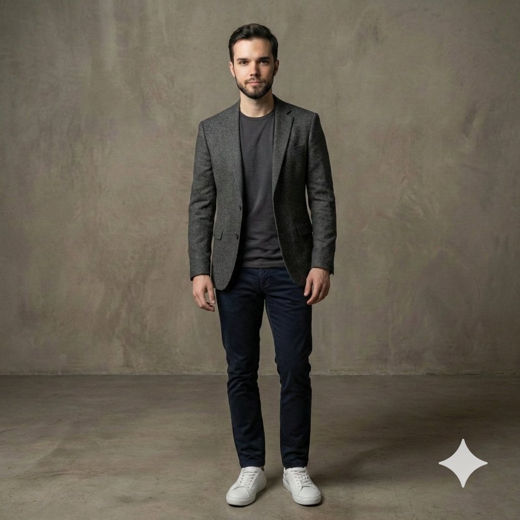 Formal Studio photoshoot using Google Nano Banana Pro on Gemini App.
;

Photorealistic studio portrait of the same man as the reference, preserving his facial features, proportions, and likeness. He stands with composed confidence, shoulders relaxed and posture upright, conveying quiet authority and elegance.

He wears refined formal attire: a tailored black jacket layered over a crisp white dress shirt, slim black trousers, and polished black leather shoes. Optional subtle details include a slim black tie or an open collar for a modern formal look. The styling is sharp, sophisticated, and timeless.

Captured in a minimalist studio with a deep graphite or seamless dark backdrop. Lighting is controlled and cinematic: a soft overhead key light paired with a gentle side fill, sculpting the face and emphasizing the clean lines of the jacket. Subtle rim lighting separates the subject from the background while maintaining a refined, understated atmosphere.
Ultra-sharp focus on the subject, shallow depth of field, natural skin texture, precise tailoring details, soft fabric highlights, editorial portrait photography style, high contrast with smooth tonal transitions, ultra-realistic, high resolution.