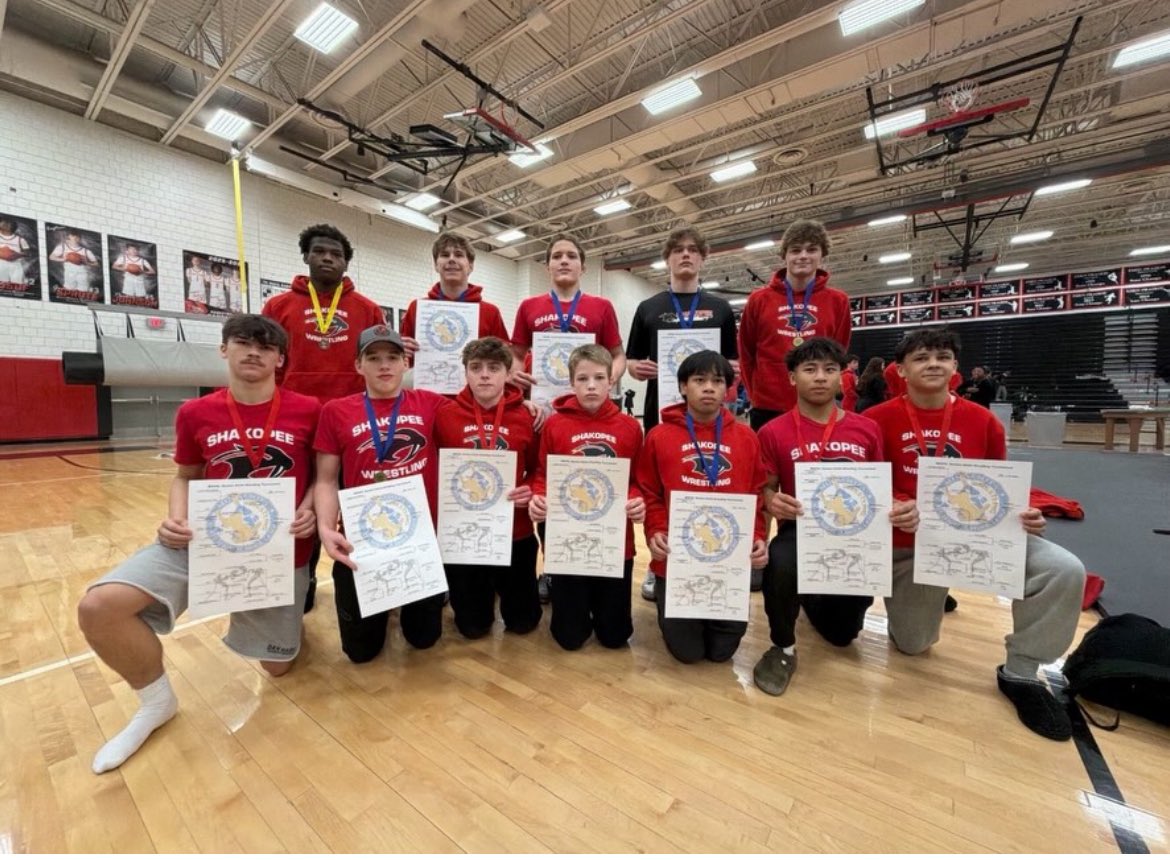 SaberWrestle's tweet photo. History made. Shako is sending 11 wrestlers to the individual state tournament next week, breaking the previous school record of 10. Excited to get down to St.Paul in a couple days with this crew! https://t.co/yX5SebvGIW