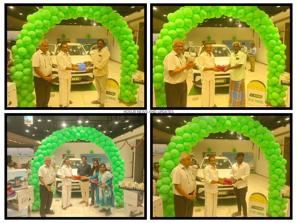 HosurNews1's tweet photo. 🌿 Hosur hosts ‘Go Green Go Clean’ event by Sri Amman Cars! 🚗 New Maruti Suzuki S Victoris CNG launched, promoting eco-friendly &amp; fuel-efficient mobility. 🌱✨
#hosurnewsandupdates #hosurnews #hosurupdates #Hosur #GoGreen #CNGCar #AutoLaunch 🚗 https://t.co/hhOo7jlC6P