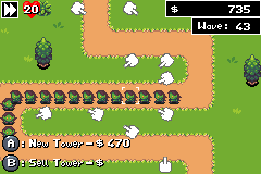NowGamesCA's tweet photo. For #screenshotsaturaday I have a few screenshots of a tower defense game im working on for the Gameboy Advance! 

You start out with a basic tower and as you complete levels you can unlock more upgrades and types of towers! 

#GameBoy #IndieDev #gamedev #indiegames #pixelart https://t.co/LNMGGrIsBR