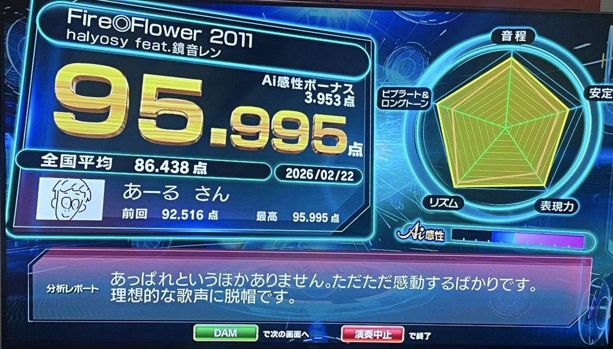 2ヶ月ぶりにカラオケ来たよ
初手から良い感じだね😉
