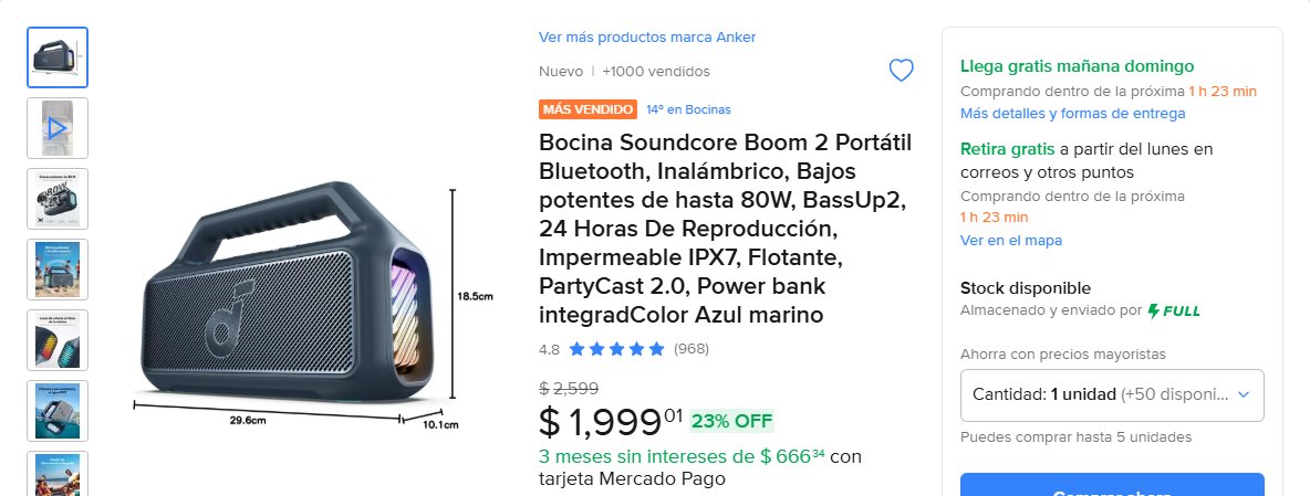 pacoo_motta's tweet image. ❗MAS VENDIDO BOCINAS JBL❗ Bocina Soundcore Boom 2 Portátil Bluetooth, Inalámbrico, Bajos Potentes De Hasta 80w, Bassup2, 24...

$1,999 - ❗23% DE DESCUENTO❗

Compra aquí:
mercadolibre.com/sec/11MzGFr

#Ofertas #Descuentos #MercadoLibre #Bocinas #Speaker #Bocinaportatil