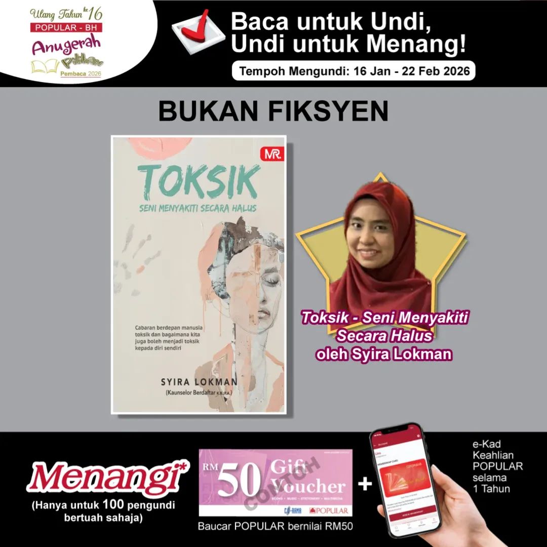 SyiraLokman's tweet photo. Undi buku Syira, TOKSIK di laman web Bookfest Malaysia 👉🏻
https://t.co/kA63DU2937 (link undian) 

#syiralokman #anugerahpilihanpembacapopular #mymustread #toksik #narsisistik #psychology #mentalhealth https://t.co/mWnt9QG8Wc