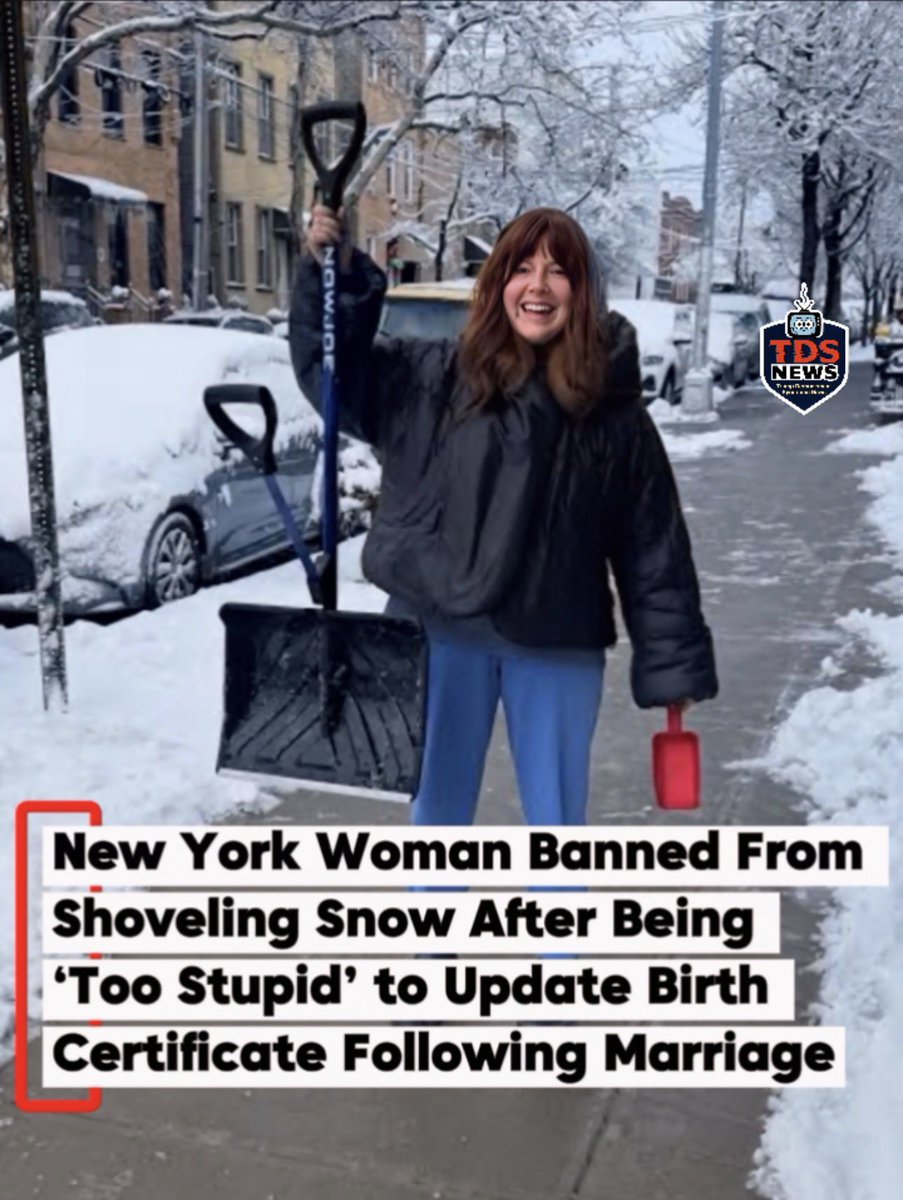 By Lou Sasshole, Senior Socialist Shenanigans Correspondent
TDS News
NEW YORK, NY — Mayor Zohran Mamdani’s racist and sexist ID requirements have claimed their latest victim: a New York woman who was denied part-time snow shoveling work because she was “too stupid” to update her