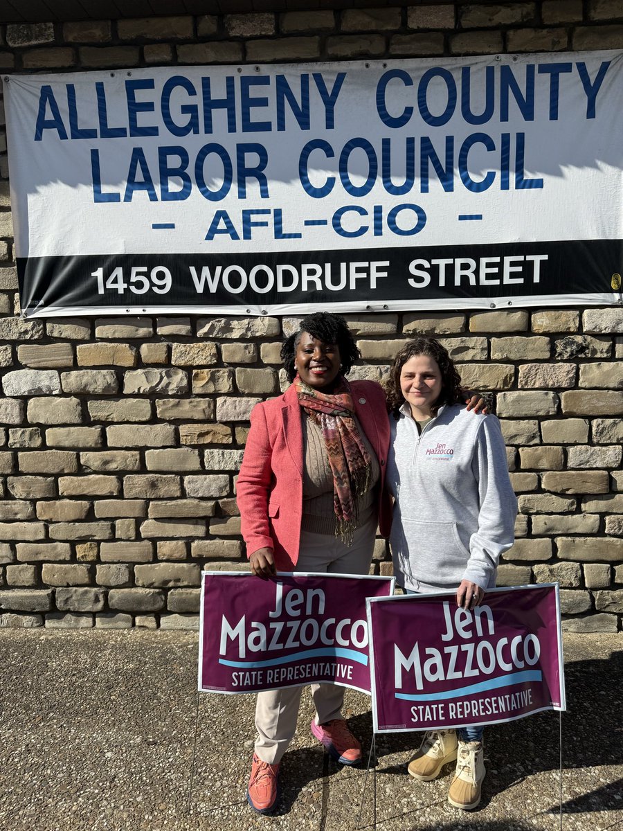 Joanna4PA's tweet photo. WE ARE READY TO ELECT @jenforpa ON TUESDAY!🗳️👏🏾 

Grateful to be in Allegheny Co today w/ @PADemParty Chair @DePasqualePA and our friends @AlleghenyLabor and President Galuska to GET OUT THE VOTE! HD-42, you’re up! #HoldTheHouse #KeepPABlue #MajorityMatters #MadamSpeaker https://t.co/8DaipcJ24Y