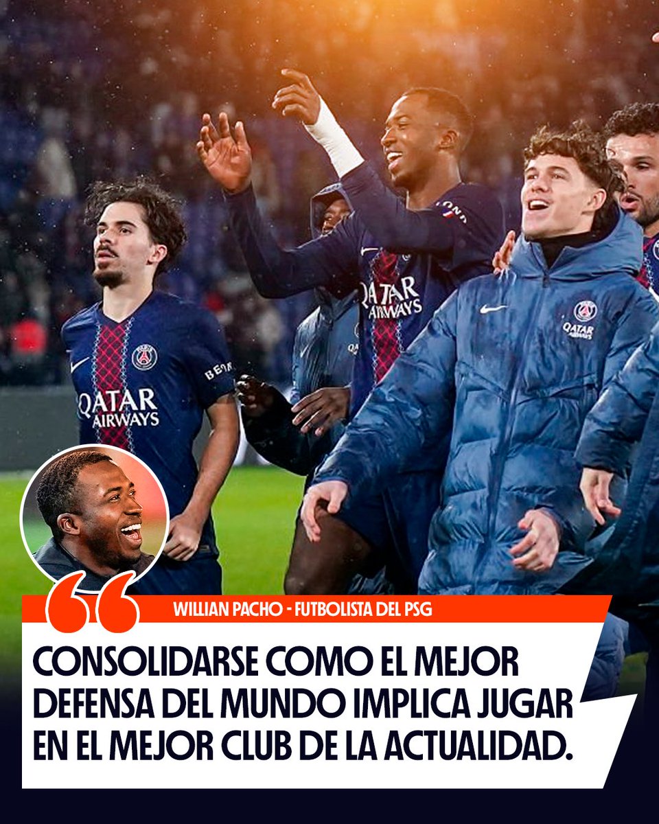 ¡MENTALIDAD DE ÉLITE! 🇪🇨💎

Willian Pacho lo tiene claro y demuestra su ambición total en Europa.

Está brillando en el PSG y dejando la bandera de Ecuador en lo más alto.🔥

¿Crees que Pacho tiene todo lo necesario para ser el defensa número 1 del mundo?