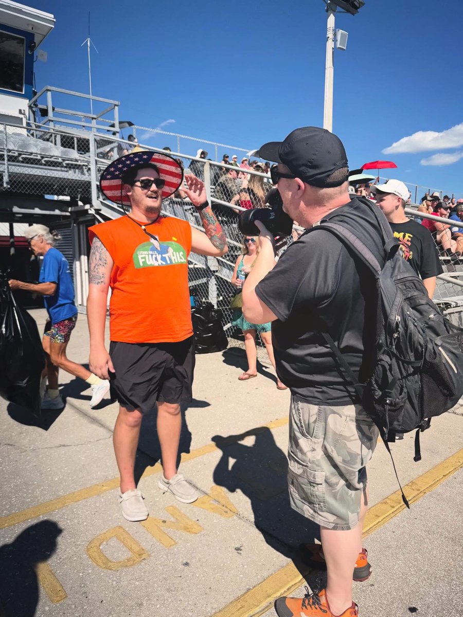 jasonferlan's tweet photo. What up what up section 10 at the Florida Man Games. Shirt was a hit fellas. @Section10Pod @Jared_Carrabis @Steve_Perrault https://t.co/4cf3QsR270