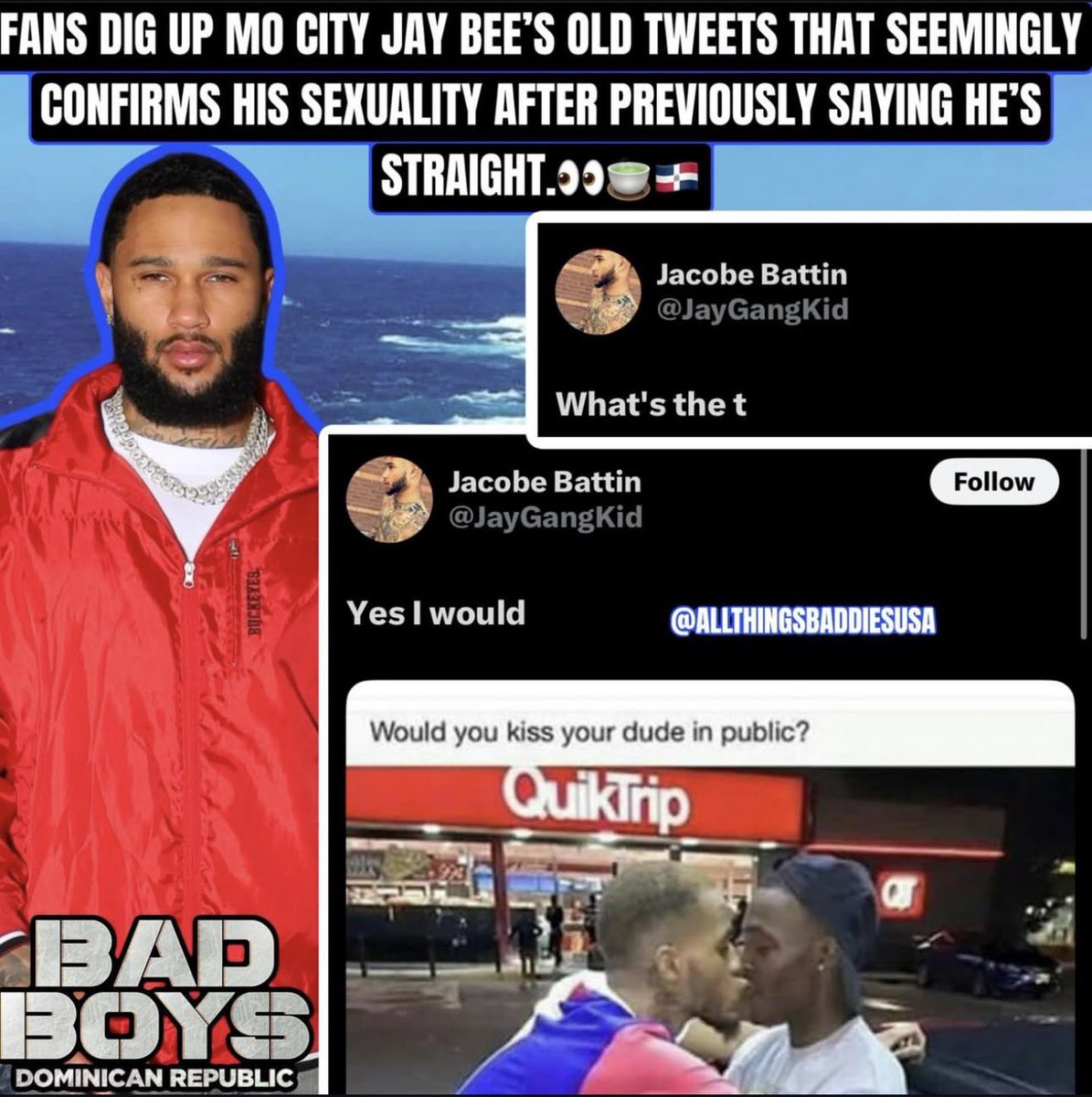 bigowhispers's tweet photo. SHHHHHHHHHH! HEY WHISPERS! Well one thing about Social media they gone always find some receipts. Fans decided to bring up old tweets from #mocityjaybee allegedly confirming he indeed had a man back in 2015 despite being adamant about being straight! Allegedly 

Take a look

#bigolive #bigousa #BadBoysDominicanRepublic #zeusnetwork #bigowhispers