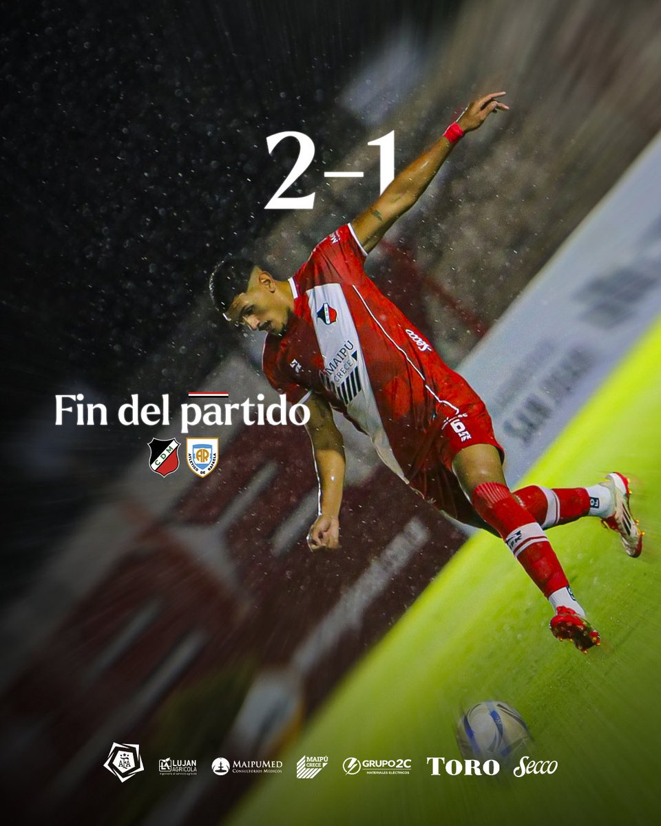 Deportivo_Maipu's tweet photo. #PrimeraNacional | Fecha 2

GANÓOOOOOOOOOOOOO EL CRUZADO 🇾🇪😎

⏹️¡Final del partido en el Omar H. Sperdutti!

#Dep.Maipú 2-1 #Atl.Rafaela

⚽️Juan Pablo Gobetto
⚽️Marcelo Eggel

#SomosMaipú https://t.co/r44ch8vRPm