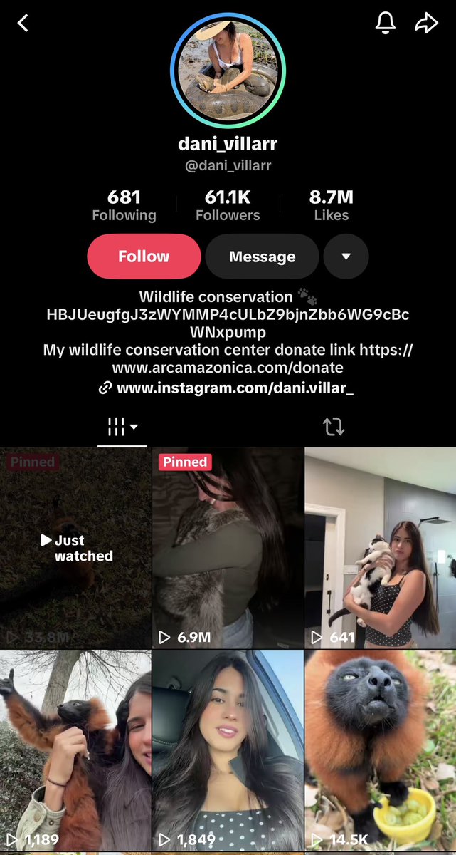 Some updates on $bloodnut

They got in contact with the founder their wildlife conservation with the token now.

tiktok.com/@dani_villarr?…

Bloodnut has 33m views now on TikTok, 40m on ig, 10m on x

HBJUeugfgJ3zWYMMP4cULbZ9bjnZbb6WG9cBcWNxpump