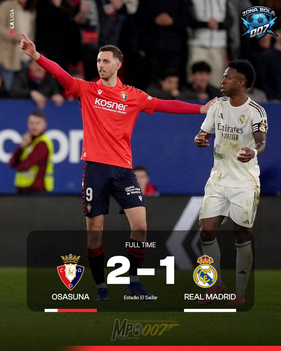 zonabola007's tweet photo. MADRID TUMBANG!
Real Madrid gagal mengamankan posisi puncak dari ancaman Barcelona, setelah pulang dengan tangan kosong dari markas Osasuna.
#madrid #osasuna #McKenna #PaketC #Brimob #Ilfeel #LaLiga #viralvideo #TGCγγγ‘γͺγγ #mpo007 https://t.co/e5dVSzRskC