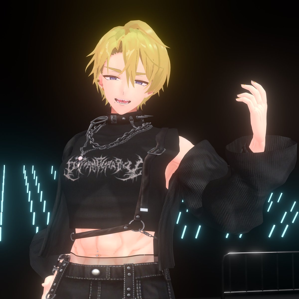 VRchatで使えるようにliltoonで出力したモデル！
境界線が出なかったり、影の感じが違ったりするなあ〜
