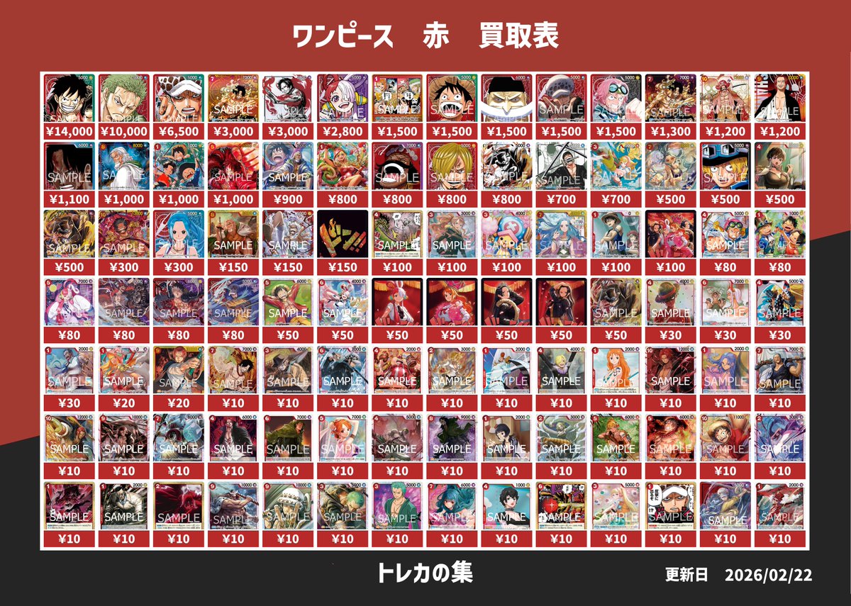 ワンピース買取表】こちら本日のピックアップ買取になります！！買取