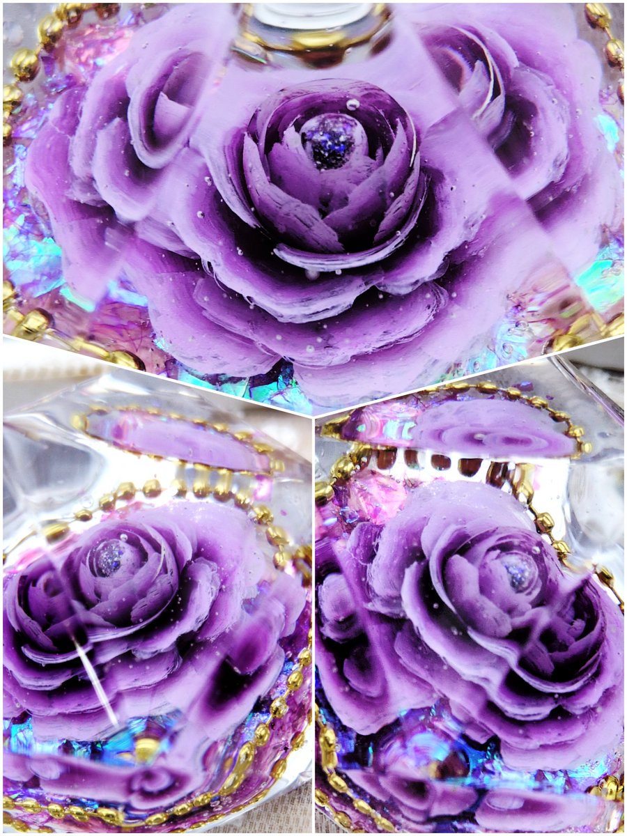 本日22日21時にminne出品します💜🩷 ジュエリーのようなパープルローズ