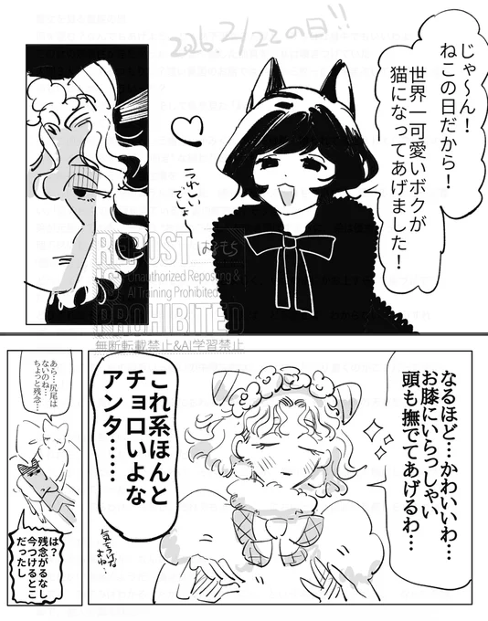 猫の日の🖤🤍ちゃん 
