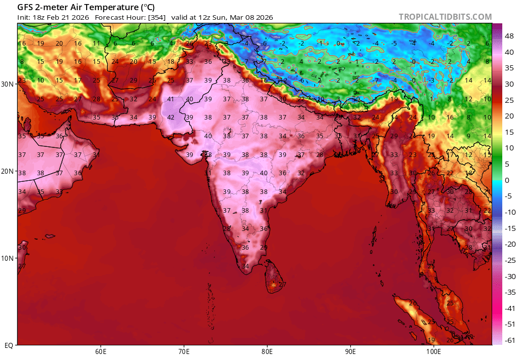 KashmirWeather2's tweet image. it feels like India is going to #experience a different kind of heat during first Week of March #especially since there are no Western Disturbances (WD) in sight.
So take care of yourself🍹