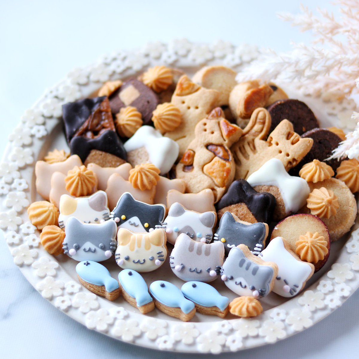 ねこまみれクッキーBOX販売のおしらせ ねこのアイシング、ねこモチーフ