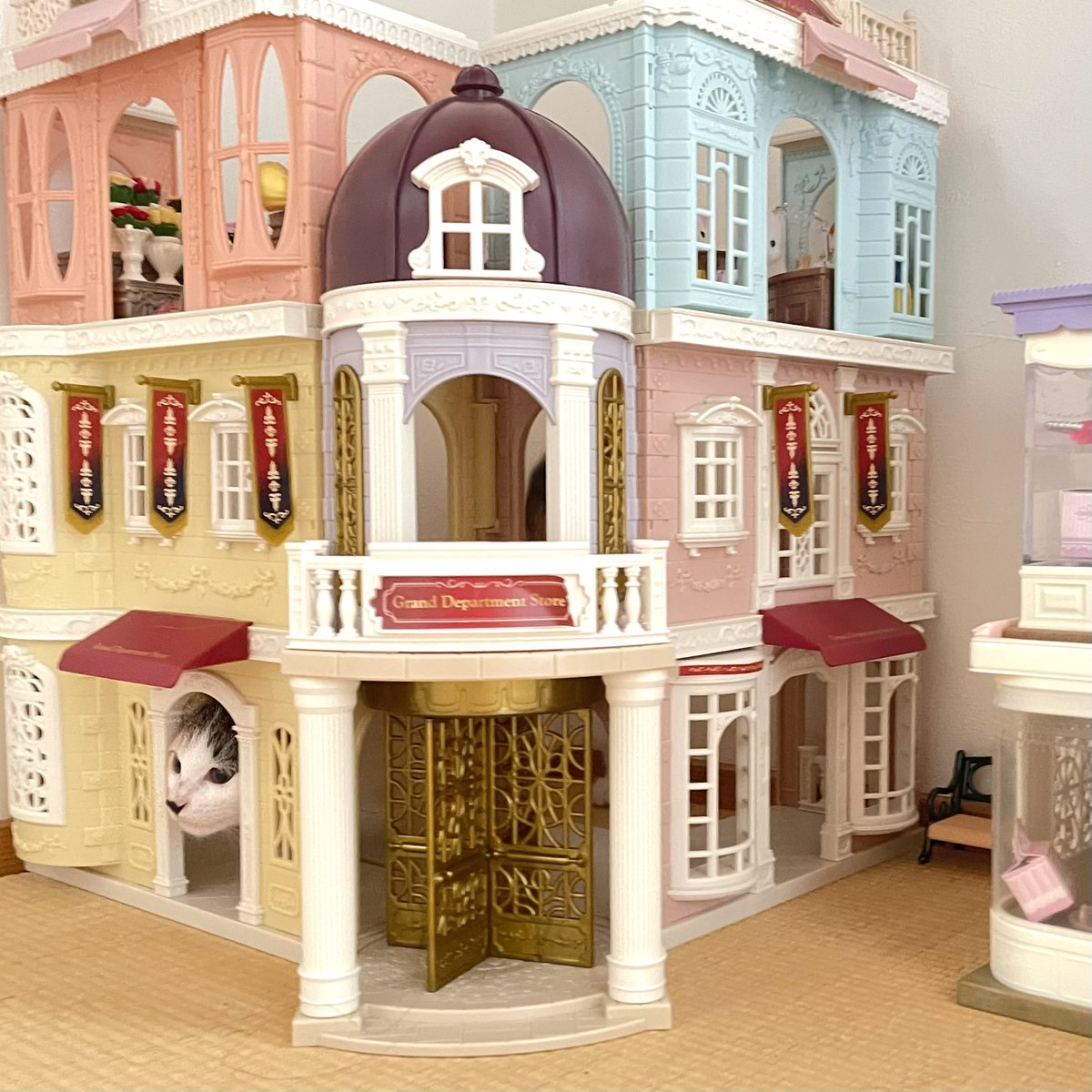 丸猫展、アクリル画残り2点になりました☺️ こちらの『ドールハウス