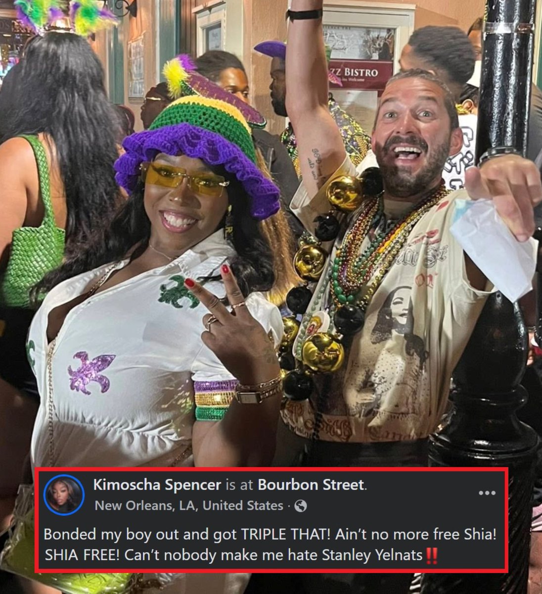 Woman who bailed Shia LaBeouf out of New Orleans jail during Mardi Gras speaks:

"Bailed my boy out and made triple that!"