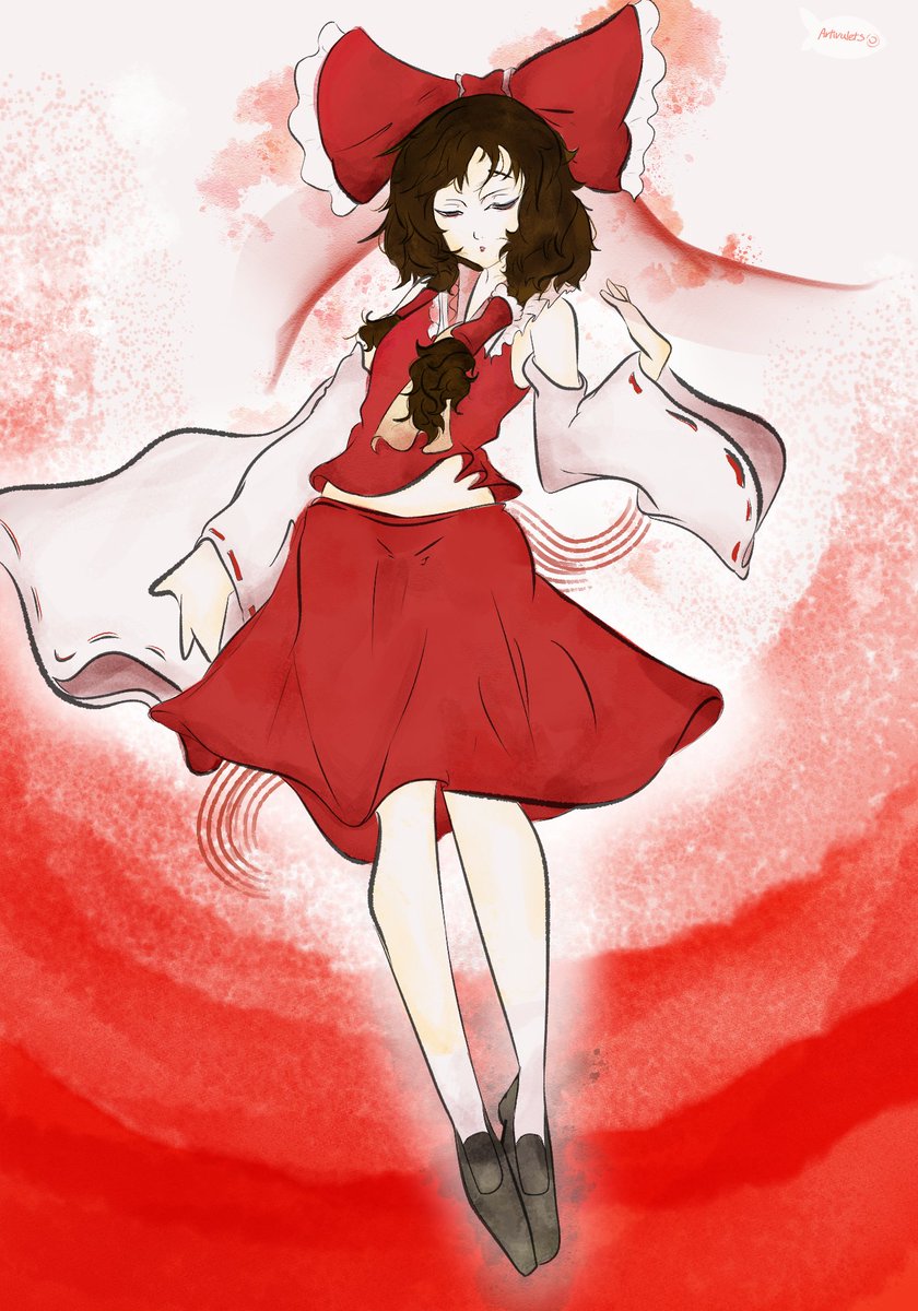 Reimu in an attempted Yoshitaka Amano's artstyle.
#touhou