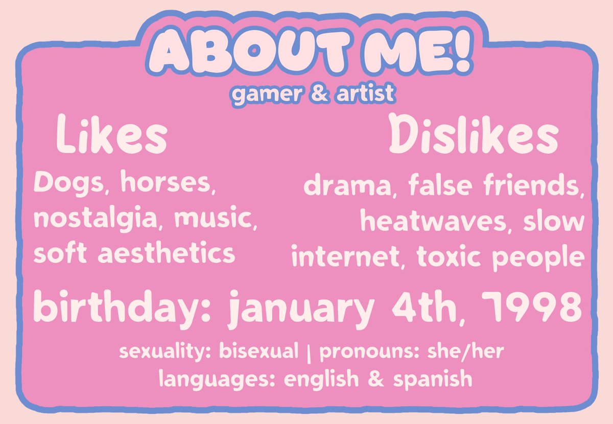 🦄| welcome to my twitter page! hope you enjoy your stay ⭐💗

#aboutartist #aboutme #art #ArtistOnTwitter