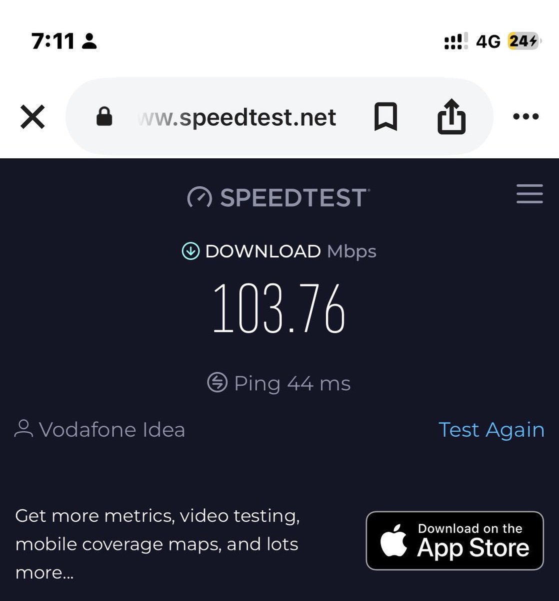 roraj10's tweet photo. @ViCustomerCare  thank you for providing better coverage and data speed than @airtelindia .. the result is quite evident. After few days of use I will port my other Airtel number to Vi.
On Vi I and getting 103Mbps speed and Airtel sucks at 6Mbps. Same location same time. https://t.co/9mO23PBu49