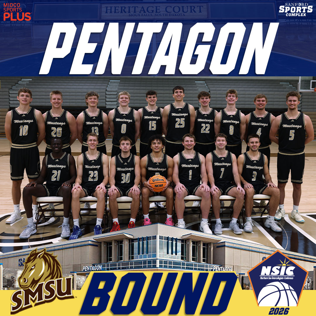 NorthernSunConf's tweet photo. PENTAGON BOUND

SMSU is the fourth seed and will play in the quarterfinals of the  #NSICTourney on Sunday, March 1 at 4:30 p.m. versus the winner of MSU/WSU at the Sanford Pentagon in Sioux Falls, S.D.
📺@MidcoSports

#YourTimeToShine #NSICMBB

https://t.co/MTdnezrDo2