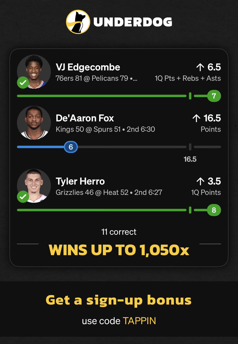 LukaOhtani's tweet photo. 🚨 Underdog Streak PICK 3 ALERT

Live

🏀 Fox O 16.5 PTS

TAPP In &amp; Win

https://t.co/geS5Iwv1nV https://t.co/7mFcpekdRk