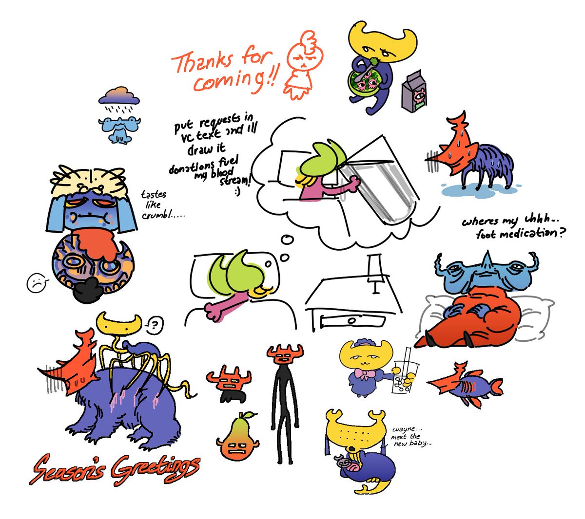 chuck's absent moon live concert drawings (thanks everyone for the requests!)
#hylics #hylics2 #hylicsfanart