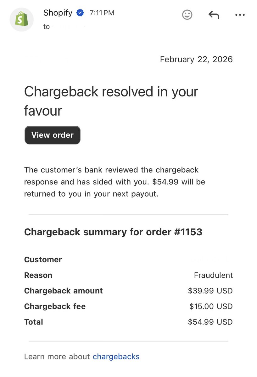 ecomneph's tweet photo. can anyone tell me if this is actually good news besides getting my money back? i’ve heard ppl say chargebacks you win still count towards dispute rate &amp; towards payment processor holds/bans. so should i be hype that i won or no? cause all i care about is my payment processor https://t.co/izZdcxZD5H