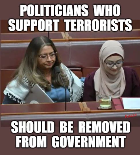 <a href="/SenatorPayman/">Fatima Payman</a> Hey Payman - just to keep you informed, we don't need or want people who hate Australia and support terrorists in the government or in this country.