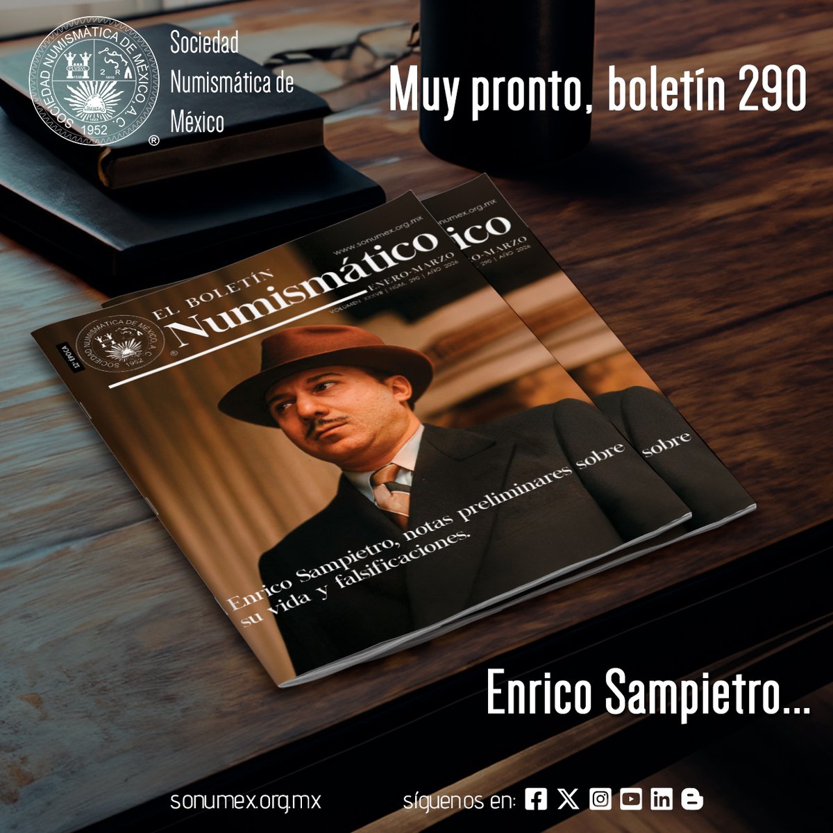 Sonumex's tweet photo. ¡PRÓXIMO BOLETÍN!

Una detallada investigación sobre Enrico Sampietro, el famoso falsificador, su historia, aspectos no conocidos de su vida, los billetes que falsificó y sus años en prisión. #sonumex #numismatica #enricosampietro https://t.co/jm37KsyOpP