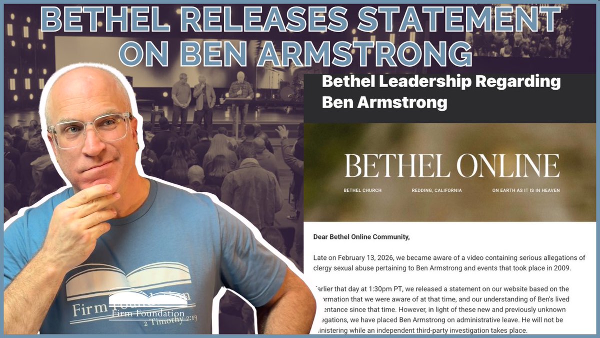richardpmoore23's tweet photo. In this episode of firm foundation, Richard covers the most recent press release from #Bethel about #BenArmstrong. Richard covers the #statuteoflimitations, #mandatedreporting, and the current news, obviously written by the lawyers of Bethel Church. It's pretty obvious they're trying to survive now. (SEE LINK IN COMMENTS)