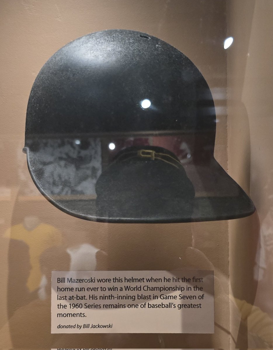 TheBuccosFan's tweet image. I made sure to take a photos of Bill Mazeroski's Plaque &amp;amp; the Batting Helmet he wore while hitting his 1960 #WorldSeries Game 7 Walk-off Home Run while visting the @baseballhall last year. #MissYouMaz 🥹