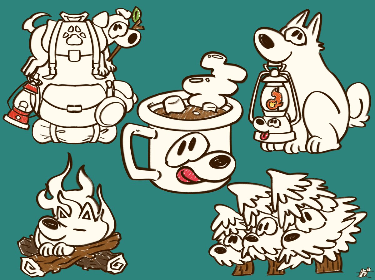 I LOVE CAMPING!!🏕️🐶🔥

#イラスト #illustration