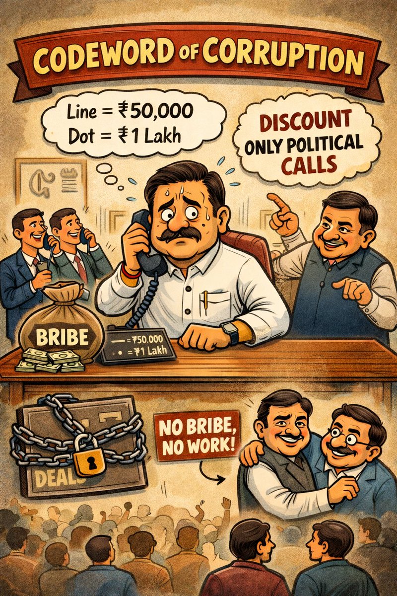 अन्न व औषध प्रशासनाचे मंत्री झिरवळ यांच्या कार्यालयात लाचखोरीसाठी सांकेतिक भाषा वापरली जात होती .
एक रेषा म्हणजे ₹५०,०००. एक डॉट म्हणजे ₹१ लाख — अशी त्यांची “पद्धत” होती.

हे सर्व मंत्री झिरवळ यांना माहित होतं, हे आता स्पष्ट झालं आहे.

राजकीय लोकांकडून फोन आल्यास “डिस्काउंट”