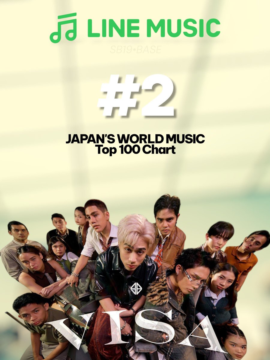 SB19’s “VISA” continues its impressive climb on LINE MUSIC Japan’s World Music Top 100 Chart, reaching #2.