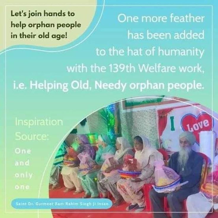 paramkaurinsa's tweet photo. The elderly need more than just support, they need respect and affection. Visiting an old-age home once a month and spending time with them is also true service. #OldAgeCare 
Saint Gurmeet Ram Rahim Ji https://t.co/N60vpUOCds