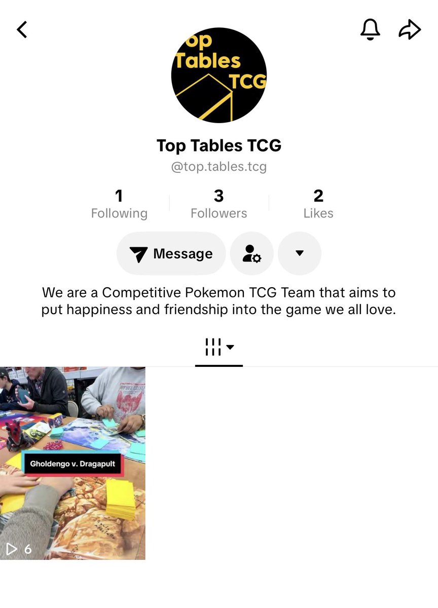 Our First TikTok is posted! We will be posting weekly games from locals! Follow us on tik tok @ top.tables.tcg!