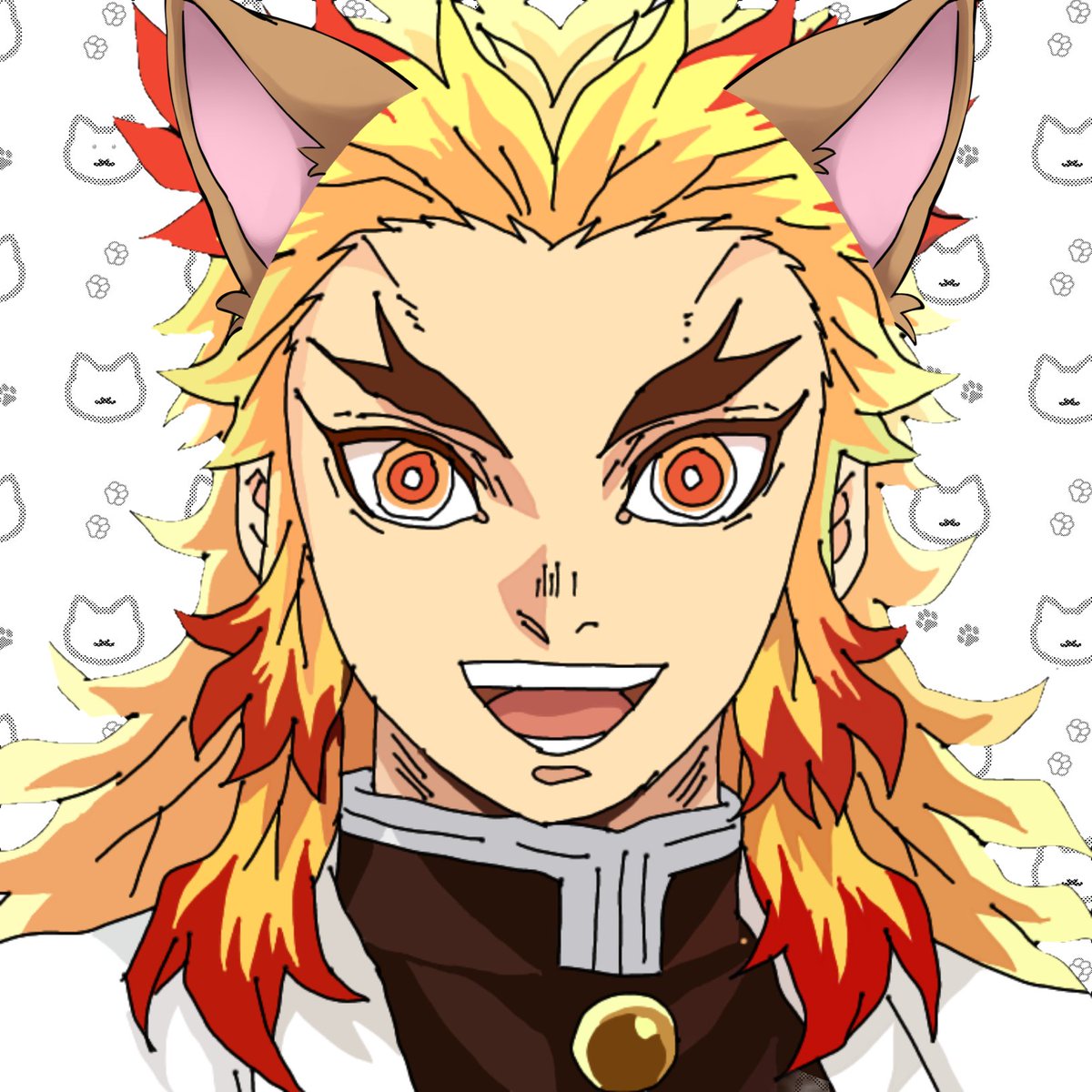鬼滅の刃 #煉獄杏寿郎 #模写イラスト 2月22日は🐱の日 煉獄さんが🐱に