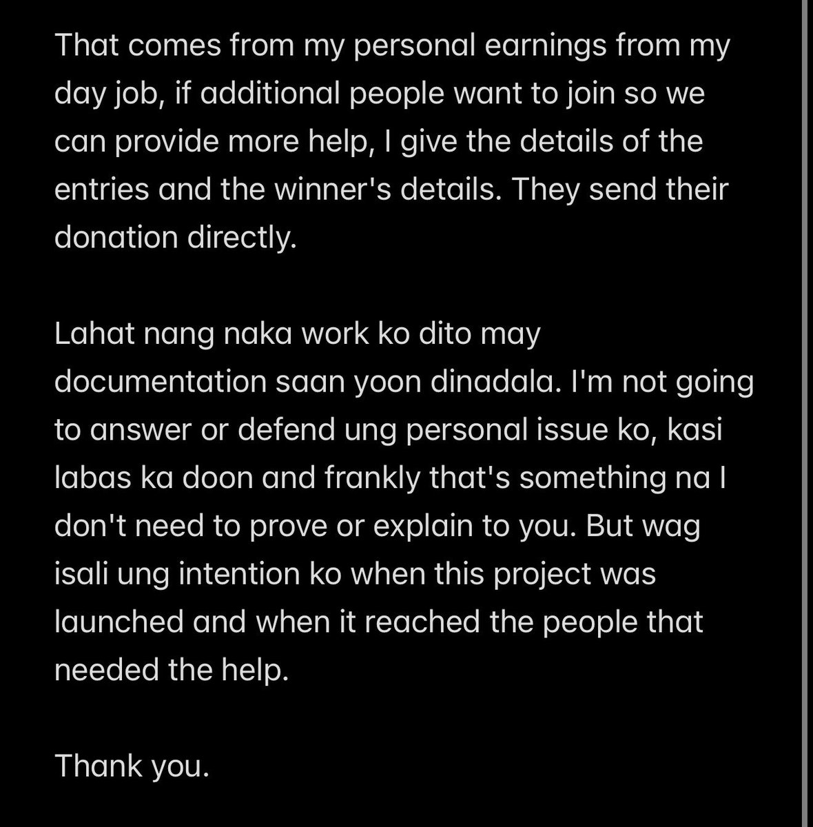 Better2Project's tweet photo. I'm only going to answer this once and then go back to how I'm sorting this offline. 

People not involved are so quick to chime in and judge my whole character already. There are things offline that I don't share because I'm not answerable sa mga gantong saling thoughts. https://t.co/5ohyOnUPV3